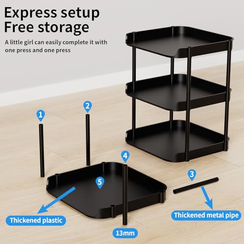 6 Tier Vertical Narrow Shoe Rack, Stackable Tall Skinny Shoerack, Compact Single Shoes Storage Tower for Slim Space, Corner Plastic Shelves, for Hallways, Entryway, Bedrooms Organizer, Black
