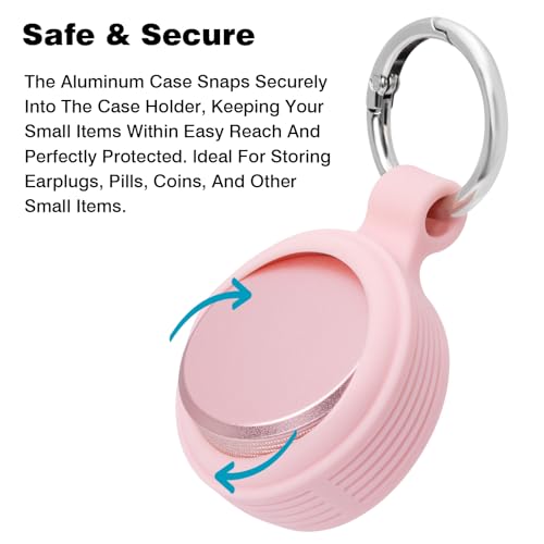 Small Pill Case Keychain Pill Holder - Portable Travel Pill Box Container | Waterproof Durable Metal Medicine Pill Organizer for Earplugs, Jewelry, Compatible with Loop, Vibes & Eargasm