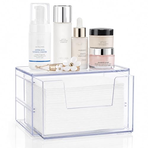 Disposable Face Towel Box with Drawer & U‑Shaped O... (Clear)
