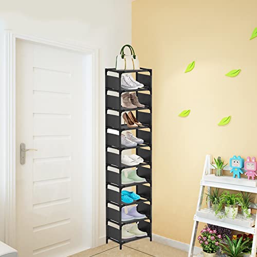 10-Tier Vertical Shoe Rack, Tall Narrow Shoe Shelf Space Saving Organizer for Entryway Door Small Space