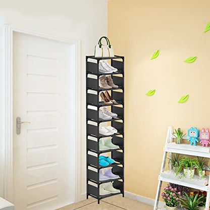 10-Tier Vertical Shoe Rack, Tall Narrow Shoe Shelf Space Saving Organizer for Entryway Door Small Space