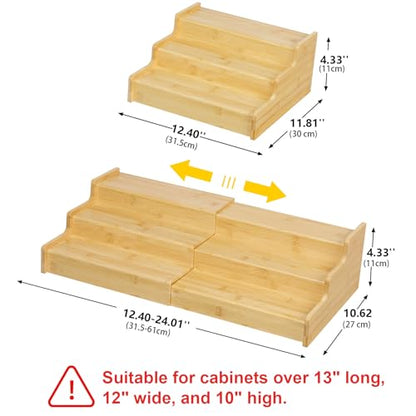 3-Tier Expandable Bamboo Mug Holder For Countertop Coffee Cup Holder Display Mug Organizer Mug Rack for Coffee Bar Organizer Mug Shelf for Cabinet for Kitchen, Home