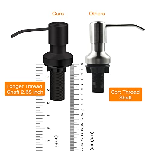 Sink Soap Dispenser for Kitchen Sink, Countertop Built in Sink Soap Dispenser with 47”Extension Tube kit, No Need to Fill The Little Bottle Again (Black)