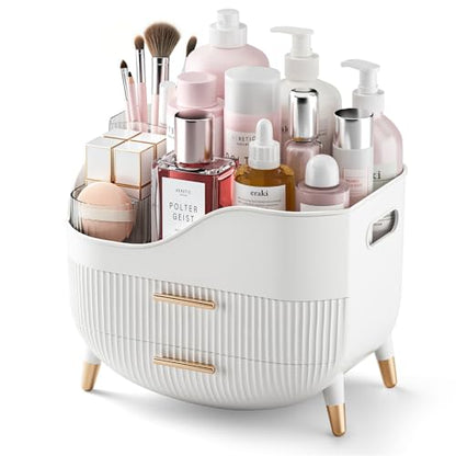 Pajiriona Makeup Organizer with Drawers,Skincare Organizer for Vanity,Storage Box with Handle,Large Cosmetic Display Case for Dresser, Bathroom Countertop