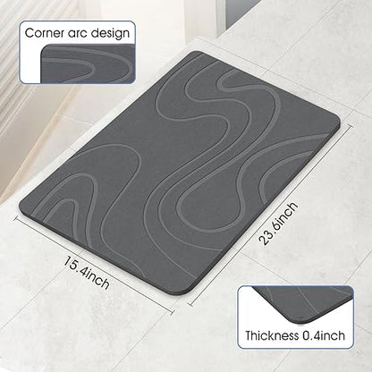 Stone Bath Mat Diatomaceous Earth Shower Mat Non-Slip Super Absorbent Diatomite Stone Bath Mats for Bathroom Floor Quick Drying Natural Easy to Clean