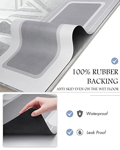 MontVoo-Bath Mat-Bath Mat Rug Non Slip Super Absorbent Stain Resistant Quick Dry Thin Bathroom Rug-Bath Mats for Bathroom Floor Bathtub Vanity-Bathmat Bath Rug Easy Care 17"x35" Grey