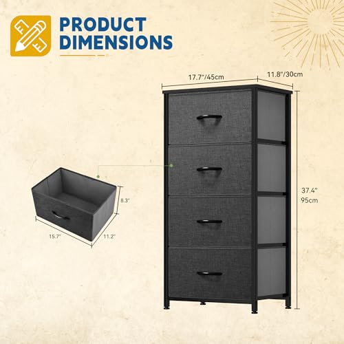 Storage Tower with 4 Drawers - Fabric Dresser, Org... (Fabric)