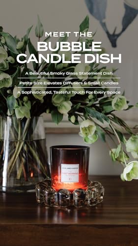 Home Collection Original Smoky Glass Small Bubble Candle Dish | Votive and Candle Plate, Diffuser Base, Wax Catcher, Decorative Tray, Jewelry Catchall, Decorative Tabletop Accent