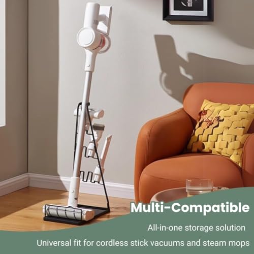 EZ SPARES Vacuum Stand,Storage-Stand-Docking-Station-Holder,Stable Metal Storage Bracket Stand Holder,Compatible with Dyson,Hoover, Eureka, Rainbow,Shop VAC and Most Stick Vacuum(Black)