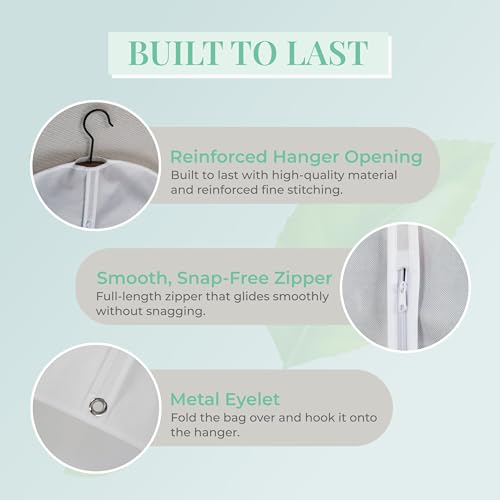 2-Pack Breathable Garment Bags for Hanging Clothes – Dust-Proof Suit & Dress Covers with Clear Window – Waterproof, Foldable Closet Storage Organizer for Coats, Gowns, and Jackets (White, 55")