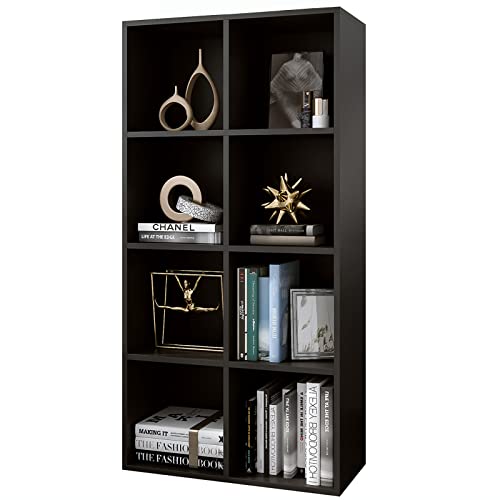 8-Cube Storage Shelf Bookcase, Black (Black | Engineered Wood)
