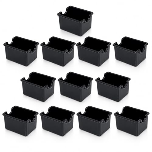 New Star Foodservice Plastic Sugar Packet Holder, Black, Restaurant Tabletop Sweetener Caddy, Set of 12