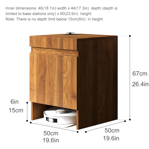 Robot Vacuum Stand Cabinet,Storage Cabinet with Doors for Robot Vacuum Cleaner,End Side Table for Home Office,Wood Freestanding Rack for Living Room Home Office Kitchen(White)