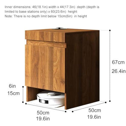 Robot Vacuum Stand Cabinet,Storage Cabinet with Doors for Robot Vacuum Cleaner,End Side Table for Home Office,Wood Freestanding Rack for Living Room Home Office Kitchen(White)