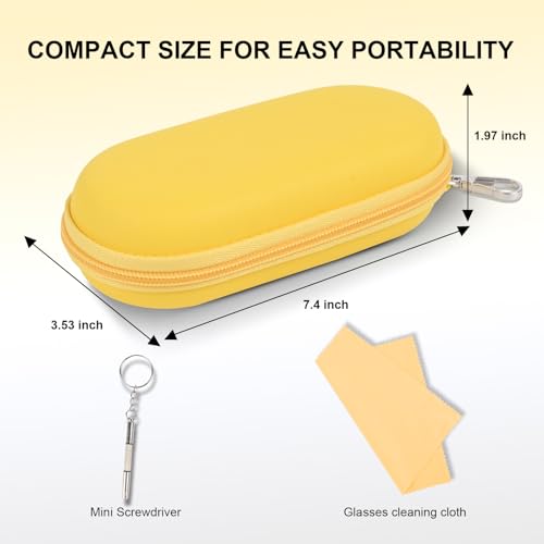 Double Glasses Case,Dual Eyeglasses & Sunglasses Organizer with Clip Zipper Closure for Travel 2 Pairs Storage Box