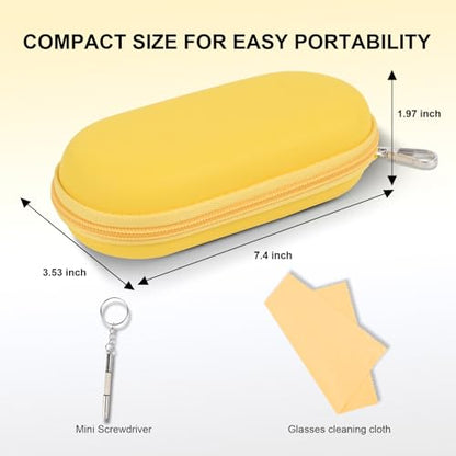 Double Glasses Case,Dual Eyeglasses & Sunglasses Organizer with Clip Zipper Closure for Travel 2 Pairs Storage Box