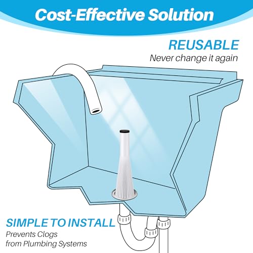 Feekoon 2 Pack Lint Trap for Washer and Utility Sink Drains, Hair Catcher | Fits 1.5 to 1.75 Inch Drains, Nylon Mesh, T Shape Rubber Plug, For Laundry Rooms and Utility Sinks, Removable for Cleaning