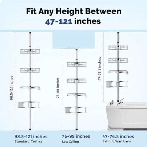 Corner Shower Caddy Tension Pole: Quick Installati... (A-silver | Stainless Steel)