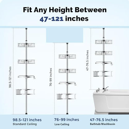 Corner Shower Caddy Tension Pole: Quick Installati... (A-silver | Stainless Steel)
