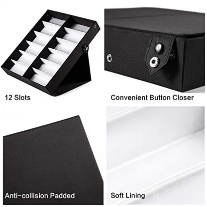 TRIUMPH VISION Sunglasses Organizer Storage Eyeglass Holder Glasses Case | Hold Multiple Eyewear Shades Organization Box Store Multi Glasses Display Stand Satin Lined Snap Closure with Lid Protection