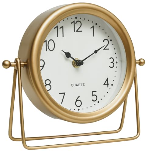 Vintage Golden Table Clock - Elegant Battery Opera... (Gold | Metal)