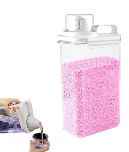 78oz Clear Laundry Detergent Dispenser, Double Sealed Storage Container with Wide Mouth & Funnel Design, Transparent Leak-proof Organizer for Laundry Room, Fabric Softener, Bleach (78OZ)