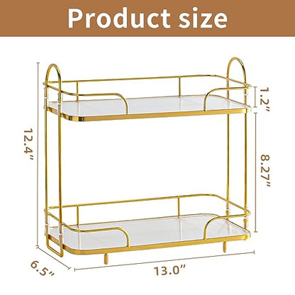 2 Tier Corner Bathroom Counter Organizer, Cosmetic Skincare Organizer, Bathroom Countertop Perfume Tray Vanity Organizer, Kitchen Spice Corner Storage Shelf | Cosmetic Skincare Organizer