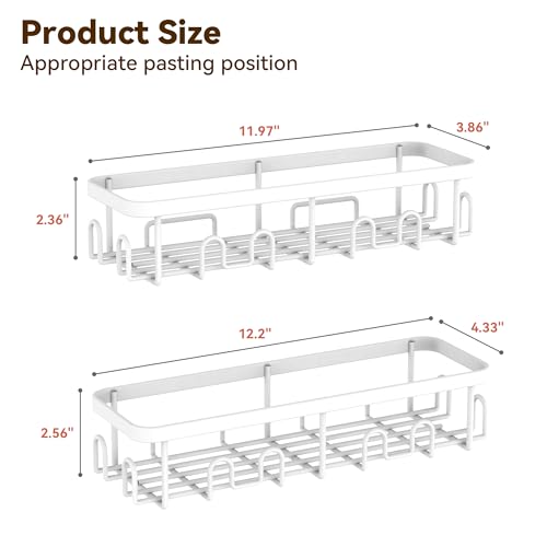Shower Caddy Adhesive, Rustproof Shower Organizer, Wall Shower Rack | Large Capacity Shower Shelves for Inside Shower, No Drill Shower Storage, Shampoo Shower Holder, Bathroom Shower Shelf