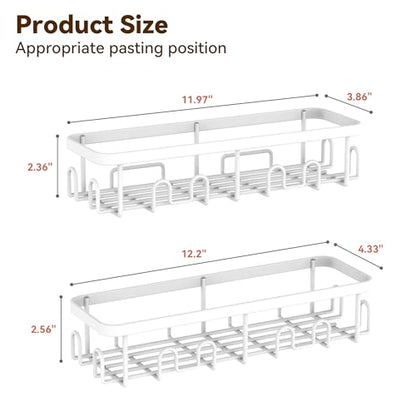 Shower Caddy Adhesive, Rustproof Shower Organizer, Wall Shower Rack | Large Capacity Shower Shelves for Inside Shower, No Drill Shower Storage, Shampoo Shower Holder, Bathroom Shower Shelf