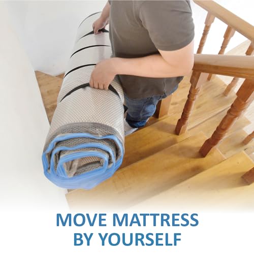 Foam Mattress Vacuum Bag with Blue Zipper, Mattress Storage Bag, Straps Included, Queen/Full/Full-XL