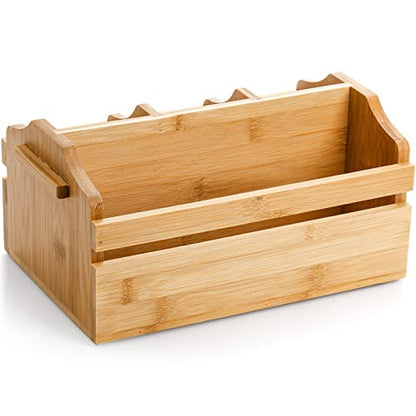 Bamboo Silverware Caddy Organizer - 4 Compartment... (Brown | Bamboo)