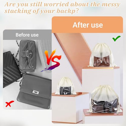 12 Pcs Dustproof Drawstring Bags for Handbags, Purse Dust Bags Non Woven Fabric Cloth Pouch Packing Organizer for Travel Dust Storage Bags Covers String Packing Organizer