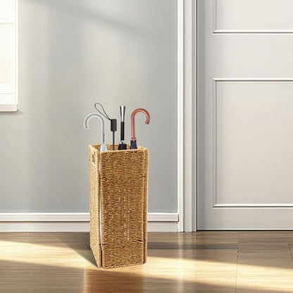 Rattan Umbrella holder, Hand Woven Umbrella Holder for Entryway, Indoor Umbrella Rack Organizer Freestanding, Umbrella Bucket Fits Mudroom,Walking Canes,Home,Office