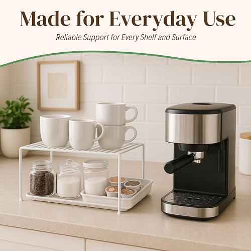 Evelots 2-Pack Wire Shelves, Cabinet Shelf Risers & Freezer Organizers | Rustproof dish risers for cabinets double storage space; use as small wire freezer shelves, pantry racks or shelf extenders.