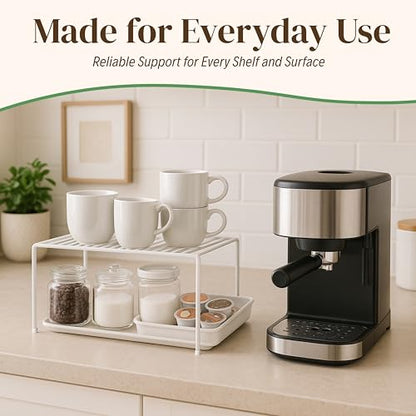 Evelots 2-Pack Wire Shelves, Cabinet Shelf Risers & Freezer Organizers | Rustproof dish risers for cabinets double storage space; use as small wire freezer shelves, pantry racks or shelf extenders.