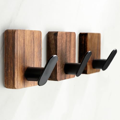 Towel Hooks for Bathrooms, Wood Decorative Adhesive Hanging Hook