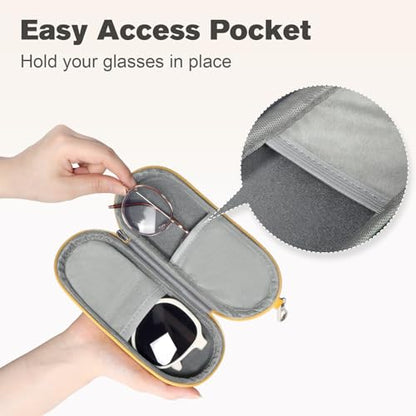 Double Eyeglasses Case, Dual Glasses Sunglasses Organizer with Zipper Closure, Eyewear Storage Box for Men Women Travel