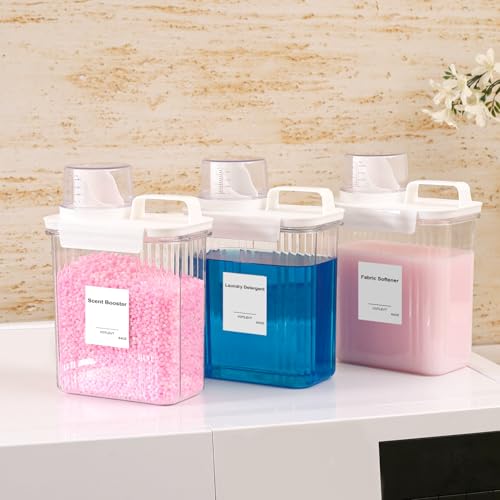 64 OZ Laundry Detergent Dispenser, Liquid Laundry Soap Dispenser, Fabric Softener Dispenser, Scent Booster/Laundry Powder Holder & Container, Laundry Room Organization and Storage, 3PACK