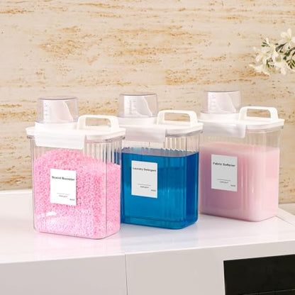 64 OZ Laundry Detergent Dispenser, Liquid Laundry Soap Dispenser, Fabric Softener Dispenser, Scent Booster/Laundry Powder Holder & Container, Laundry Room Organization and Storage, 3PACK