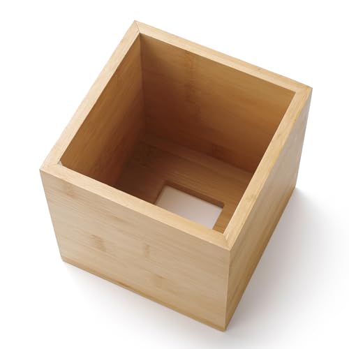 Bamboo Tissue Box Cover, Square Wood Tissue Box Holder, Wooden Facial Paper Holder for Bathroom, Bedroom, Dinner Table, Office (Square - 1 Pack)