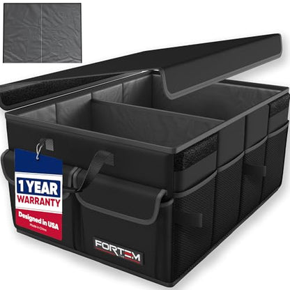 FORTEM Trunk Organizer For SUV Car Trunk Organizer, Foldable Storage, Car Accessories for Women Men, Collapsible Bag, 600D Oxford, Non Slip Bottom, Straps, Soft Cover (45L)