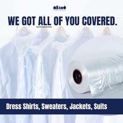 Plasticplace Clear Garment Bags, Protect Clothes from Dust, Dirt, Wrinkles, & Damage, Perfect for Dresses, Dry Cleaning, Storage, & Travel - Zippered, Made in USA 240 Count, 72" X 21" X 7"