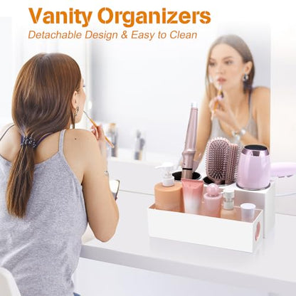 Hair Tool Organizer with 3 Stainless Steel Cups, Cooling Hot Tools | Bathroom Vanity Storage, Hair Styling Accessorier Hair Dryer, Blow Dryer, Curling Iron, Flat Iron, Hair Straightener