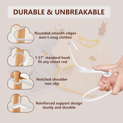 Kids Hangers - 100 Pack, 11.5 Inch White Baby & Toddler Hangers for Closet - Ideal for Baby Standard Use