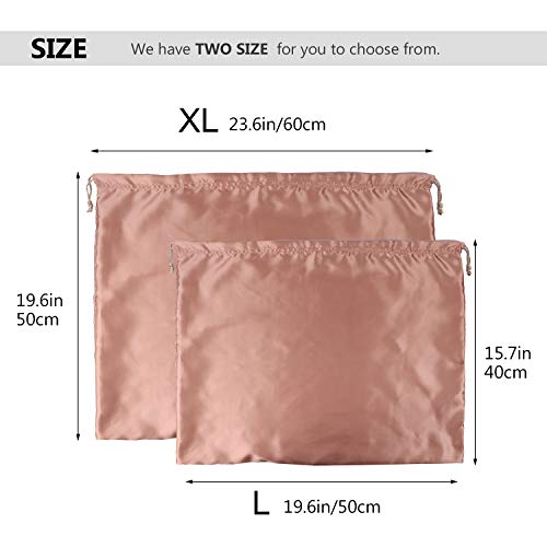 PlasMaller Dust Cover Storage Bags Silk Cloth with Drawstring Pouch For Handbags Purses Pocketbooks Shoes Boots Set of 6, Pink (23.6 x 19.6 in)