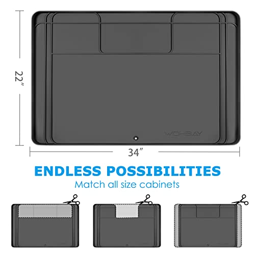 Under Sink Mats for Kitchen Waterproof 34"x22",Grey | Cut to Fit Design for Various Sizes, Leak-Proof Cabinet Protection,Durable Silicone Material,Versatile Home Use