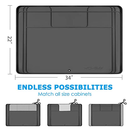 Under Sink Mats for Kitchen Waterproof 34"x22",Grey | Cut to Fit Design for Various Sizes, Leak-Proof Cabinet Protection,Durable Silicone Material,Versatile Home Use