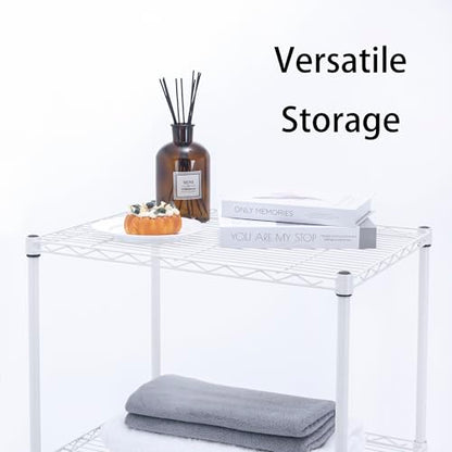 Zvyteay Mini Fridge Shelf Adjustable Height Storage Shelf Metal Storage Rack Mini Fridge and Microwave Stand for Dorm, Apartments, Kitchen, Office, White