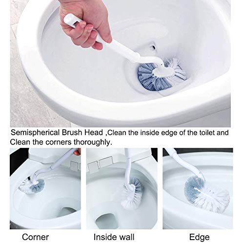 Marbarsse Bathroom Toilet Bowl Brush and Holder, Curved Design Toilet Brush for Deep Cleaning Under Rim, Best Toilet Brush Set, Easy Handy CompactToilet BowlCleaner Brush for Bathroom, 2 Pack