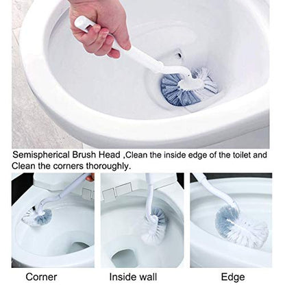 Marbarsse Bathroom Toilet Bowl Brush and Holder, Curved Design Toilet Brush for Deep Cleaning Under Rim, Best Toilet Brush Set, Easy Handy CompactToilet BowlCleaner Brush for Bathroom, 2 Pack